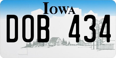 IA license plate DOB434