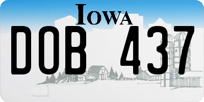 IA license plate DOB437