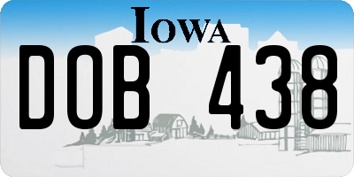 IA license plate DOB438