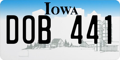 IA license plate DOB441