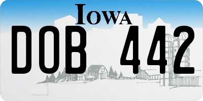 IA license plate DOB442