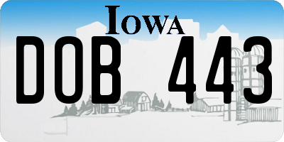 IA license plate DOB443
