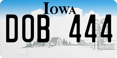 IA license plate DOB444