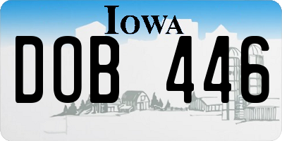 IA license plate DOB446