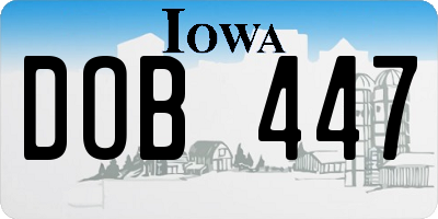 IA license plate DOB447
