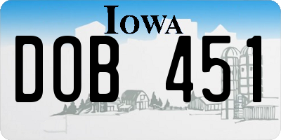 IA license plate DOB451