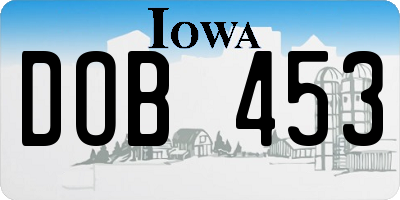 IA license plate DOB453