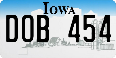 IA license plate DOB454