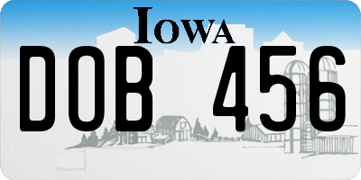 IA license plate DOB456