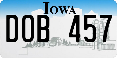 IA license plate DOB457