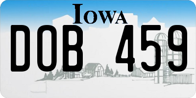 IA license plate DOB459