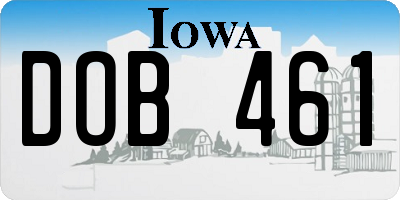 IA license plate DOB461