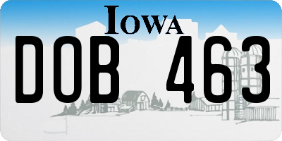 IA license plate DOB463