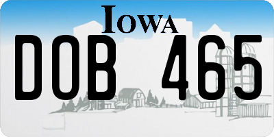 IA license plate DOB465