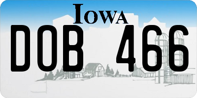 IA license plate DOB466