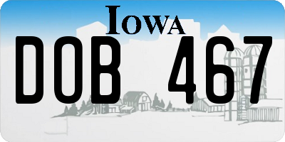 IA license plate DOB467