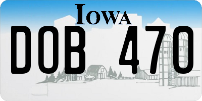 IA license plate DOB470