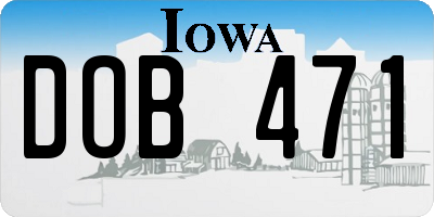 IA license plate DOB471