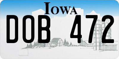 IA license plate DOB472