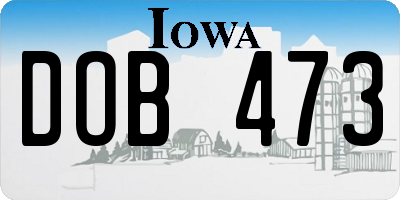 IA license plate DOB473