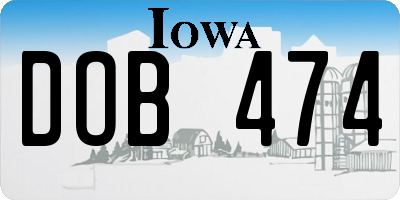 IA license plate DOB474