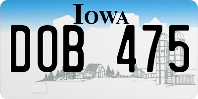 IA license plate DOB475