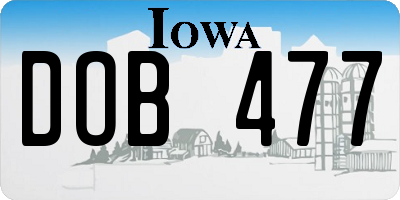 IA license plate DOB477