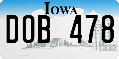 IA license plate DOB478