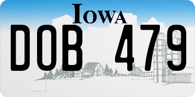 IA license plate DOB479