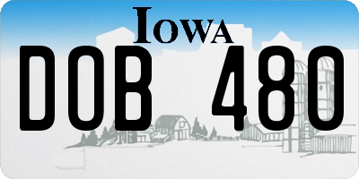 IA license plate DOB480