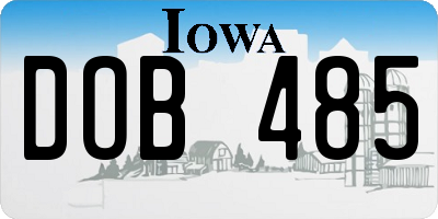 IA license plate DOB485
