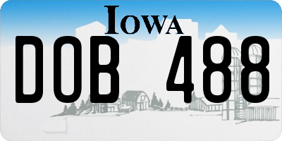 IA license plate DOB488