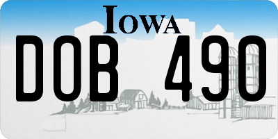 IA license plate DOB490