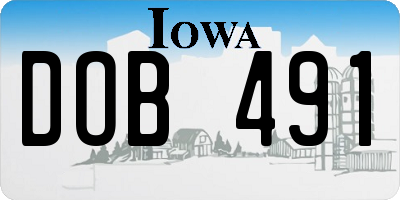 IA license plate DOB491