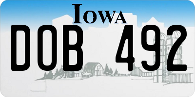 IA license plate DOB492