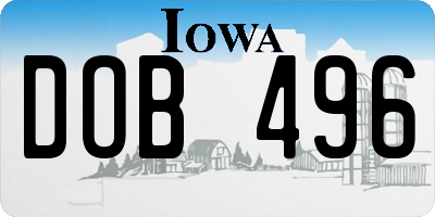 IA license plate DOB496