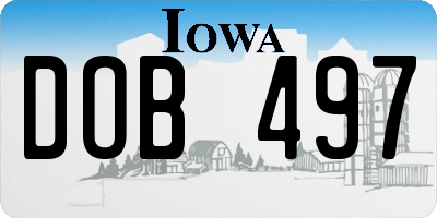 IA license plate DOB497