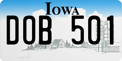 IA license plate DOB501