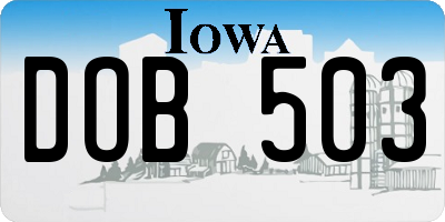 IA license plate DOB503