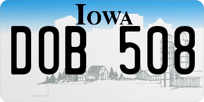 IA license plate DOB508