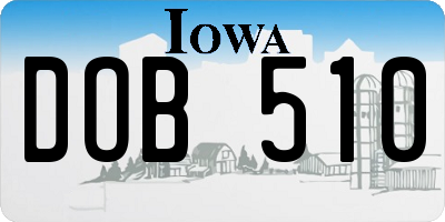 IA license plate DOB510