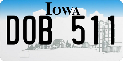 IA license plate DOB511