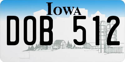 IA license plate DOB512