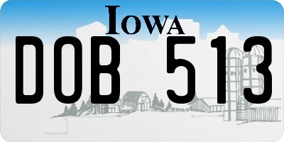 IA license plate DOB513