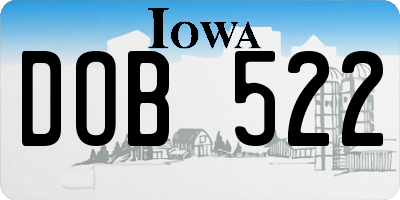 IA license plate DOB522