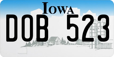 IA license plate DOB523