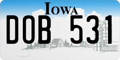 IA license plate DOB531