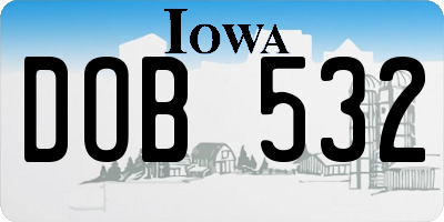IA license plate DOB532