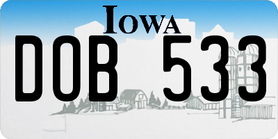 IA license plate DOB533