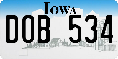 IA license plate DOB534